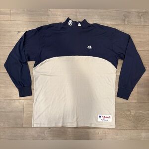 Vintage San Diego Padres 90s Mock Neck Navy Gray MLB Baseball Majestic 2XL